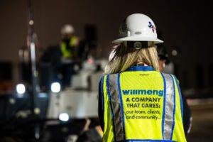 back of hard hat for women in construction