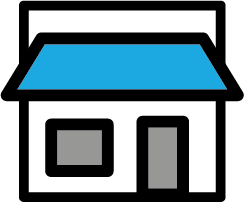A house icon with a blue roof.