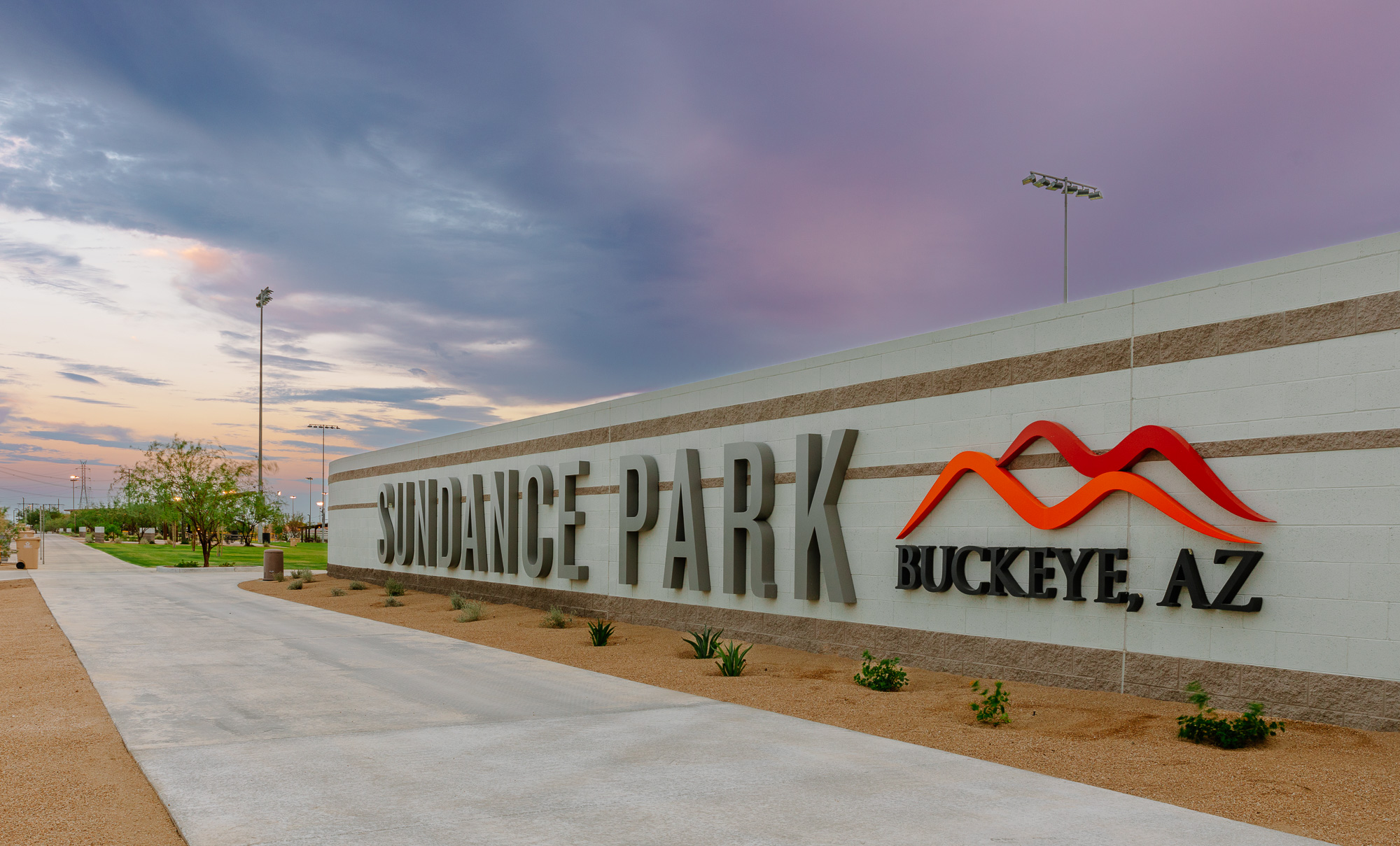A sign for Kennedy Skate Park in Buckeye, Arizona.